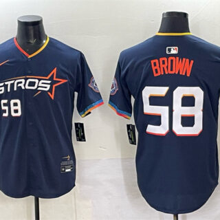 Men's Houston Astros #58 Hunter Brown Navy 2025 City Connect Limited Stitched Baseball Jersey