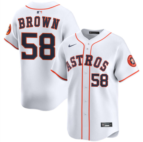 Men's Houston Astros #58 Hunter Brown White 2025 Home Limited Stitched Baseball Jersey