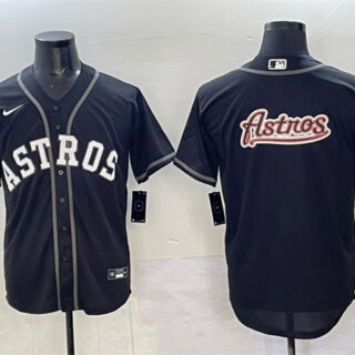 Men's Houston Astros Team Big Logo Black Lights Out Limited Stitched Baseball Jersey