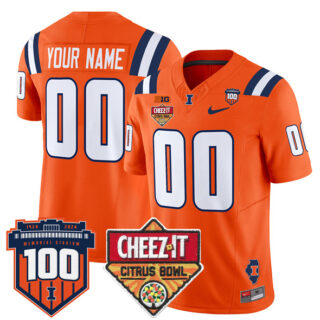 Men's Illinois Fighting Illini ACTIVE PLAYER Custom Orange 2025 F.U.S.E. Cheez-It Citrus Bowl Patch Vapor Limited Stitched Football Jersey
