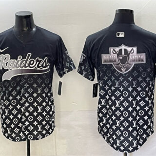 Men's Las Vegas Raiders Team Big Logo Black Limited Stitched Baseball Jersey