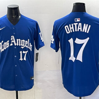 Men's Los Angeles Dodgers #17 Shohei Ohtani Blue 2025 LA Gothic Style With Fernando Patch Vapor Premier Limited Stitched Baseball Jersey