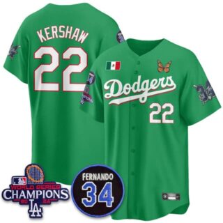 Men's Los Angeles Dodgers #22 Clayton Kershaw Mexican For 34 Jersey All Stitched
