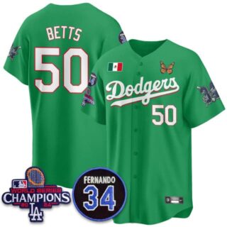 Men's Los Angeles Dodgers #50 Mookie Betts Mexican For 34 Jersey All Stitched
