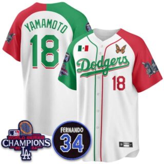 Men's Los Angeles Dodgers #18 Yamamoto Mexican For 34 Jersey All Stitched