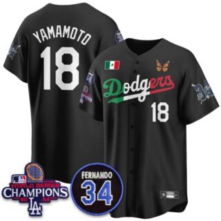 Men's Los Angeles Dodgers #18 Yamamoto Mexican For 34 Jersey All Stitched