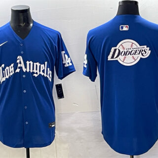 Men's Los Angeles Dodgers Team Big Logo Blue 2025 LA Gothic Style With Fernando Patch Vapor Premier Limited Stitched Baseball Jersey