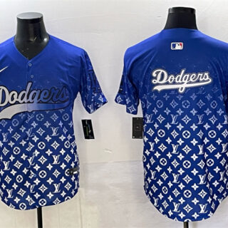 Men's Los Angeles Dodgers Team Big Logo Blue Limited Stitched Baseball Jersey 2