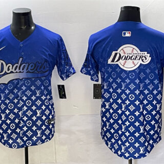 Men's Los Angeles Dodgers Team Big Logo Blue Limited Stitched Baseball Jersey