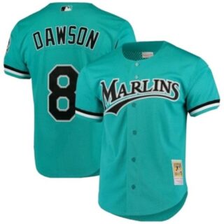 Men's Miami Marlins #8 Andre Dawson Teal 1995 Throwback Stitched Baseball Jersey