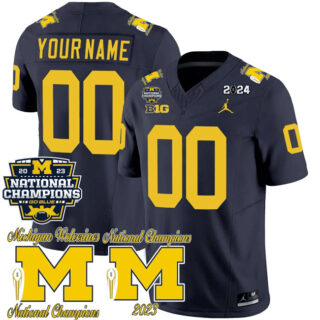 Men's Michigan Wolverines ACTIVE PLAYER Custom Navy F.U.S.E. CFP 2023 National Champions Patch Vapor Stitched Football Jersey