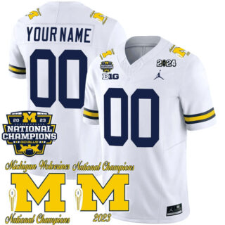Men's Michigan Wolverines ACTIVE PLAYER Custom White F.U.S.E. CFP 2023 National Champions Patch Vapor Stitched Football Jersey