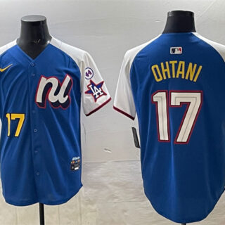Men's National League #17 Shohei Ohtani Blue Alternate 2025 All-Star With Patch Edition Limited Stitched Baseball Jersey
