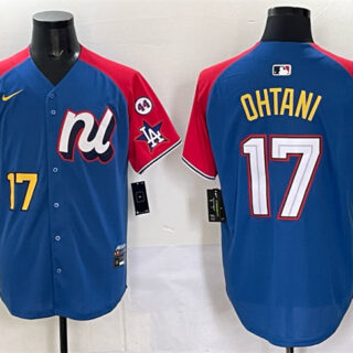 Men's National League #17 Shohei Ohtani Blue Red Alternate 2025 All-Star With Patch Edition