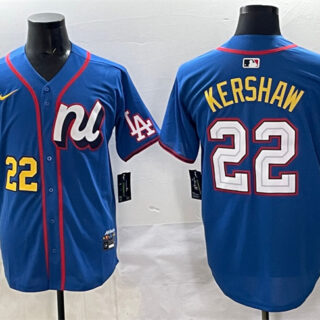 Men's National League #22 Clayton Kershaw Blue 2025 All-Star Edition Limited Stitched Baseball Jersey