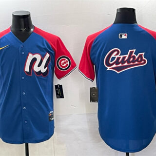 Men's National League Chicago Cubs Team Big Logo Blue Red Alternate 2025 All-Star Edition Limited Stitched Baseball Jersey