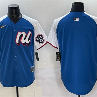 Men's National League Milwaukee Brewers Blank Blue Alternate 2025 All-Star Edition Limited Stitched Baseball Jersey