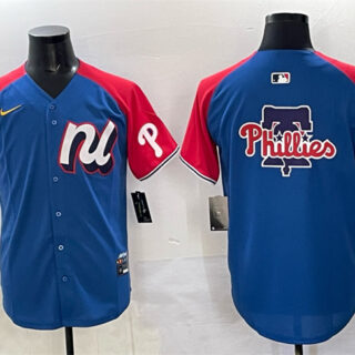 Men's National League Philadelphia Phillies Team Big Logo Blue Red Alternate 2025 All-Star Edition Limited Stitched Baseball Jersey
