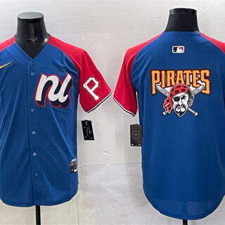 Men's National League Pittsburgh Pirates Team Big Logo Blue Red Alternate 2025 All-Star Edition Limited Stitched Baseball Jersey