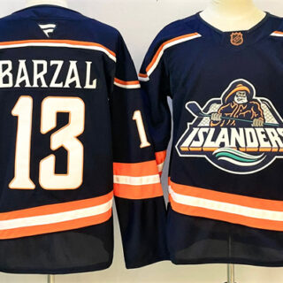Men's New York Islanders #13 Mathew Barzal Navy 2024-25 Stitched Hockey Jersey