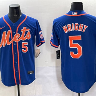 Men's New York Mets #5 David Wright Blue Cool Base Stitched Baseball Jersey