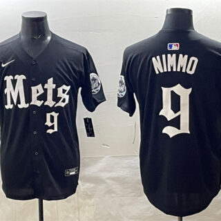 Men's New York Mets #9 Brandon Nimmo Black 'Gotham Gothic Edition' Vapor Premier Limited Stitched Baseball Jersey