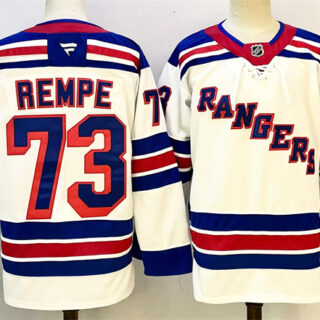 Men's New York Rangers #73 Matt Rempe White 2024-25 Away Stitched Hockey Jersey