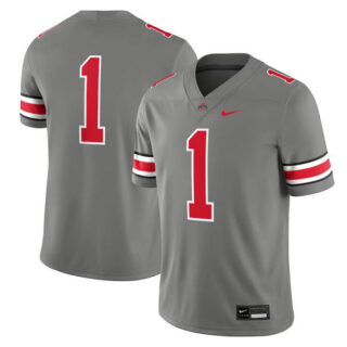 Men's Ohio State Buckeyes #1 Gray Stitched Football Jersey