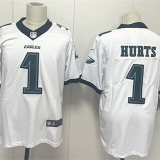 Men's Philadelphia Eagles #1 Jalen Hurts White 2024 New Vapor Untouchable Limited Stitched Football Jersey