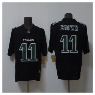 Men's Philadelphia Eagles #11 A.J. Brown Black 2024 F.U.S.E. Vapor Untouchable Limited Throwback Stitched Football Jersey