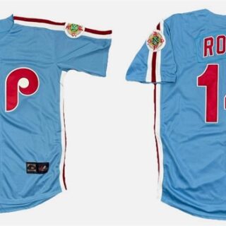 Men's Philadelphia Phillies #14 Pete Rose Blue 1984 Cooperstown Away Stitched Baseball Jersey
