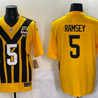 Men's Pittsburgh Steelers #5 Jalen Ramsey Gold 1933 Throwback Alternate Stitched Football Jersey