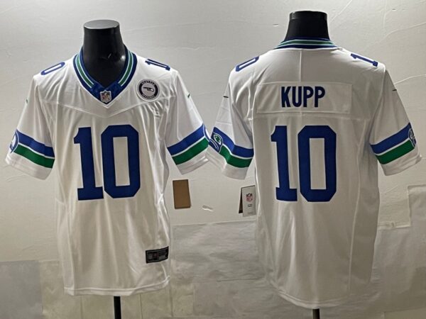 Men's Seattle Seahawks #10 Cooper Kupp White F.U.S.E Throwback Vapor Limited Stitched Football Jersey