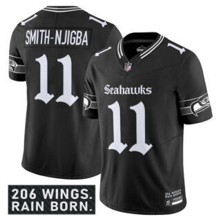 Men's Seattle Seahawks #11 Jaxon Smith-Njigba Black 2025 F.U.S.E. 'Gothic Rain City Shadows Edition' Vapor Limited Stitched Football Jersey