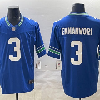 Men's Seattle Seahawks #3 Nick Emmanwori Royal 2024 F.U.S.E Throwback Vapor Limited Stitched Football Jersey
