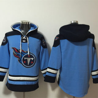 Men's Tennessee Titans Blank Blue Lace-Up Pullover Hoodie