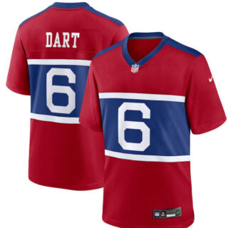 Men's #6 Jaxson Dart Red New York Giants Alternate Century Red Game Jersey