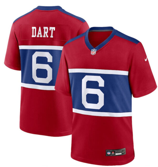 Men's #6 Jaxson Dart Red New York Giants Alternate Century Red Game Jersey