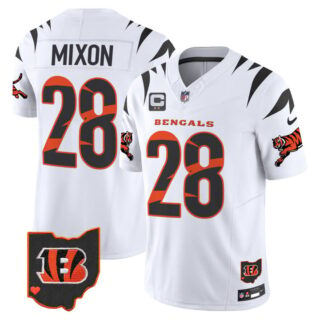 Men’s Cincinnati Bengals #28 Joe Mixon White F.U.S.E. With 2-Star C Patch Special Vapor Untouchable Limited Stitched Football Jerseys