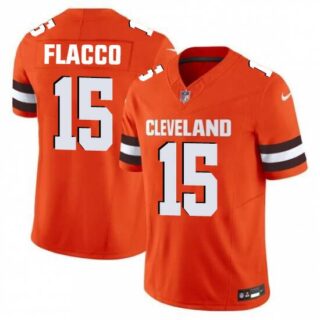Men's Cleveland Browns #15 Flacco Orange 2025 Vapor Limited Football Stitched Jersey