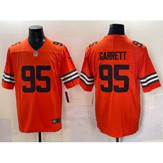 Men's Cleveland Browns #95 Myles Garrett Orange Vapor Limited Football Stitched Jersey