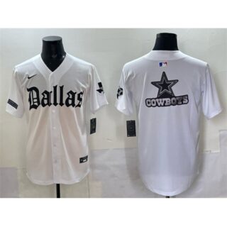 Men's Dallas Cowboys Team Big Logo White 'Gothic Lone Star Edition' Limited Stitched Baseball Jersey
