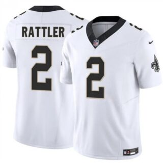 Men's New Orleans Saints #2 Spencer Rattler White 2025 F.U.S.E Vapor Limited Football Stitched Jersey