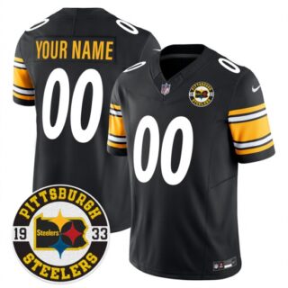 Custom Men's Pittsburgh Steelers Throwback 1933 Patch black Vapor Limited All Stitched Jersey