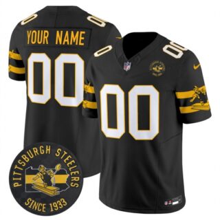 Custom Men's Pittsburgh Steelers Throwback 1933 Patch black Vapor Limited All Stitched Jerseys