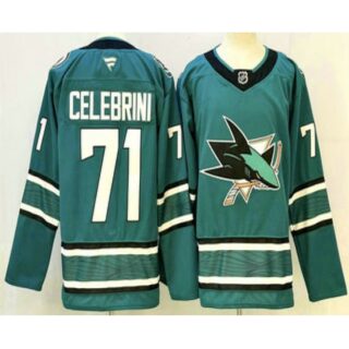Men's San Jose Sharks #71 Macklin Celebrini Teal Authentic Jersey