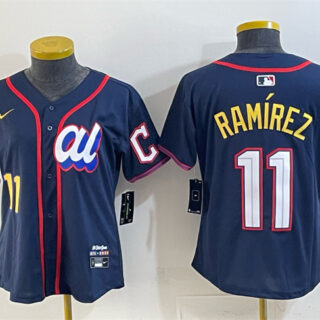 Women's American League #11 Jose Ramirez Navy 2025 All-Star Edition Limited Stitched Baseball Jersey(Run Small)