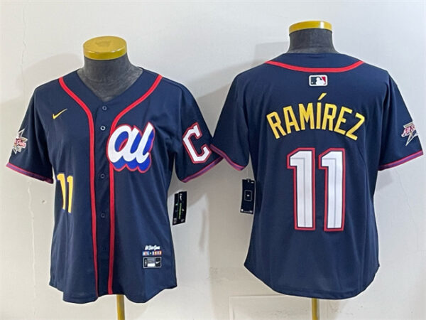 Women's American League #11 Jose Ramirez Navy 2025 All-Star Edition Limited Stitched Baseball Jersey(Run Small)