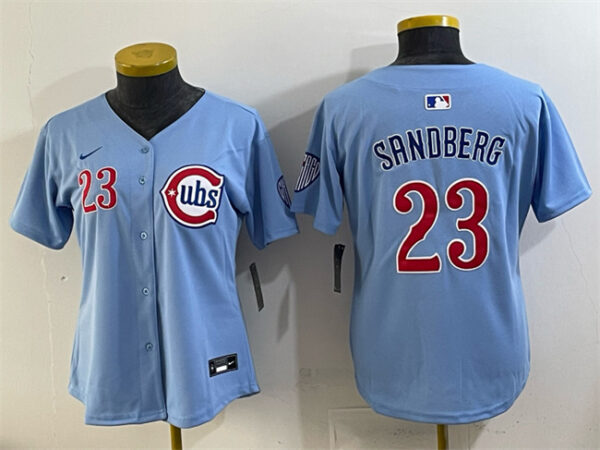 Women's Chicago Cubs #23 Ryne Sandberg Blue Limited Stitched Jersey(Run Small)