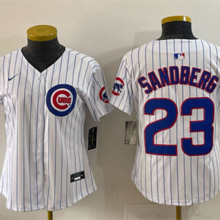 Women's Chicago Cubs #23 Ryne Sandberg White Home Limited Stitched Jersey